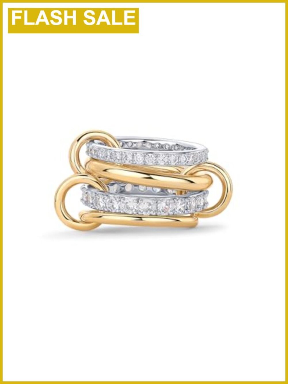 14K Gold Plated Interlocked Stackable Rings for Women with Cubic Zirconia